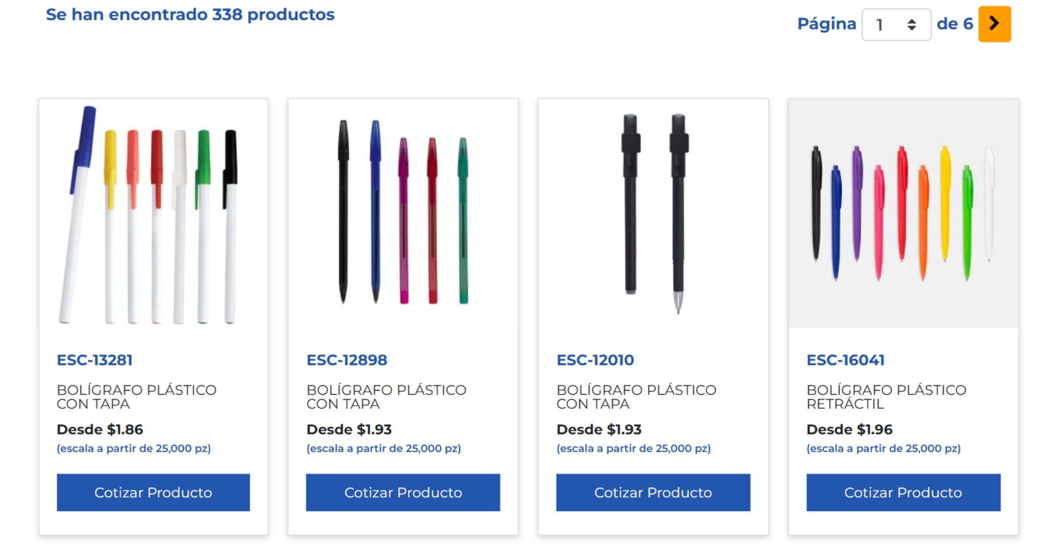 Resultados de búsqueda en maci.com.mx: tarjetas de productos con imagen, nombre, clave y botón Cotizar Producto